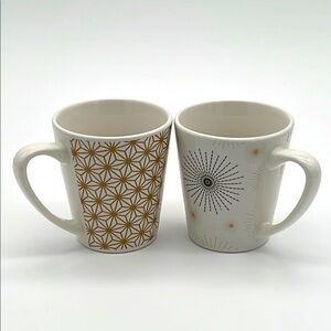DesignPac Elegant Gold, Black & Silver Star/Burst Patterned Coffee Mugs/Cups (2)